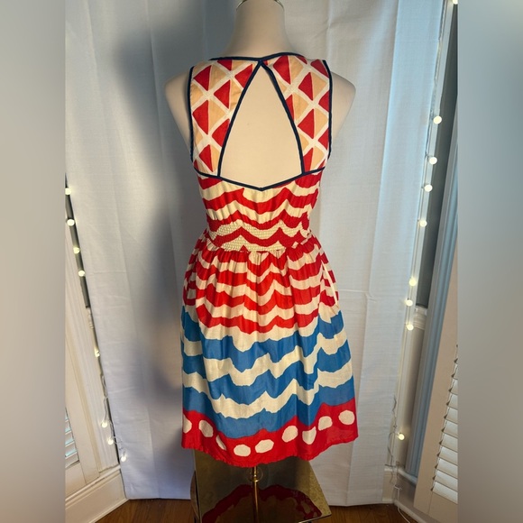 Anthropologie We Heart Vera Red and White Pleated Mini Sundress - Picture 2 of 11